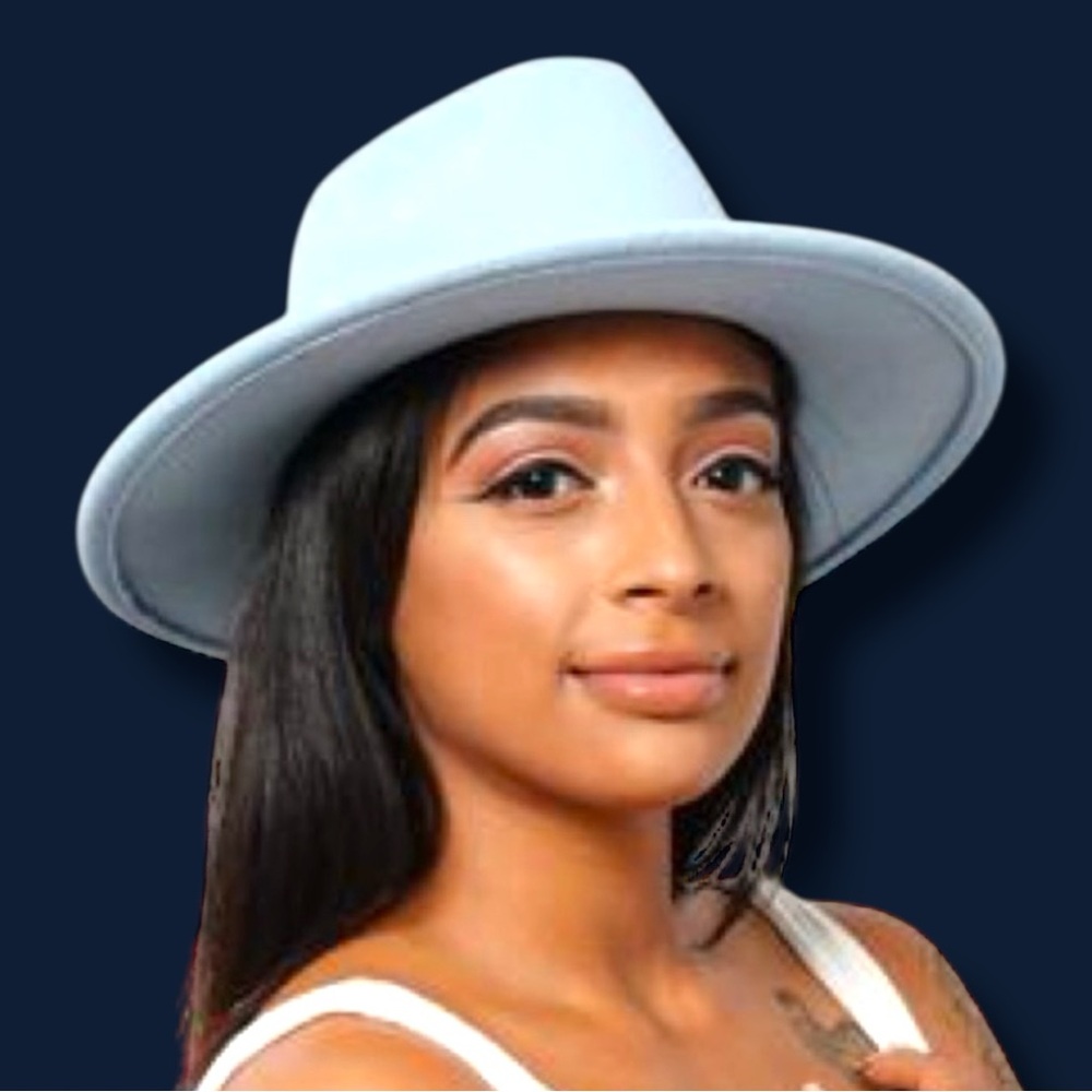 ⭐️HP💫EUC UnBranded Felt Western Style Fedora in Powdered Blue. OS 👒 - Picture 7 of 11